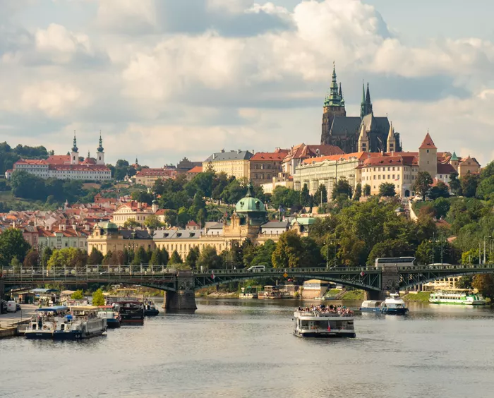 Prague Castle and St Vitus Cathedral above the Vltava